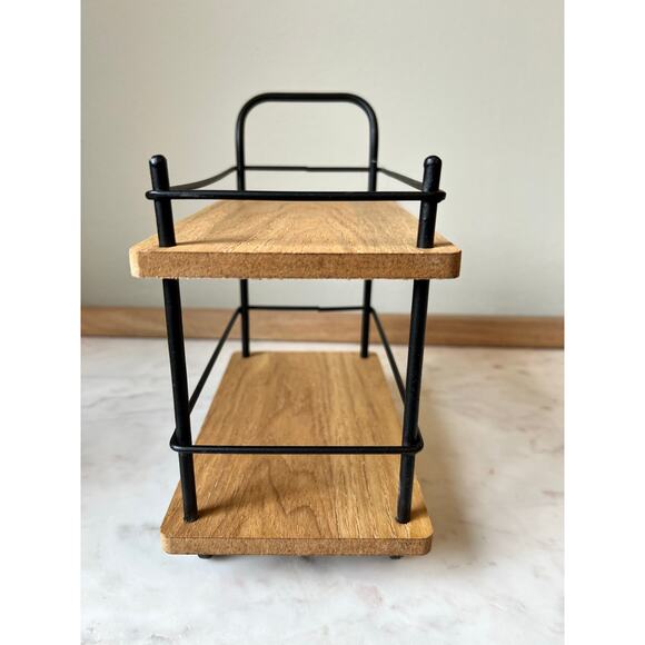 Target 2-Tier Mini Coffee Bar Cart w/ Wheels Kitchen Decor Tabletop 9" - New - Picture 2 of 8